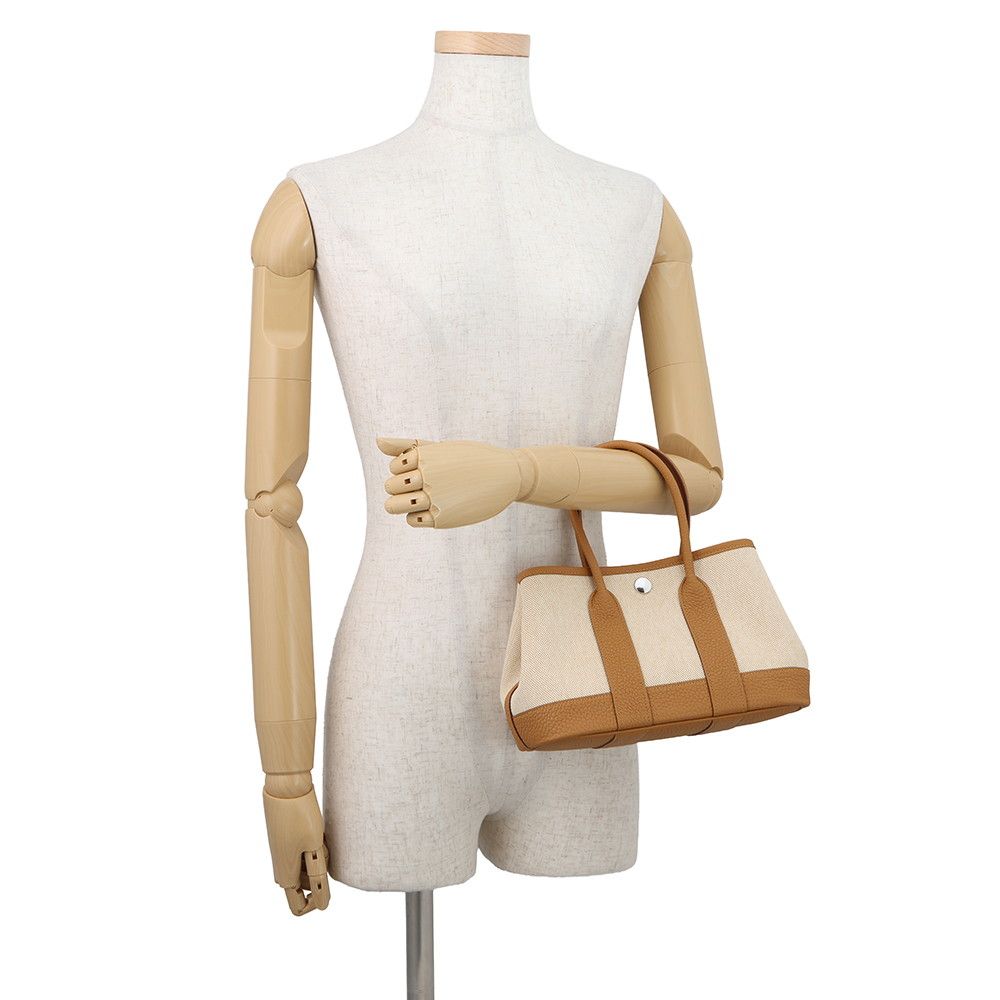 Hermes Neo Garden 23 Party Biscuit Ecru Silver Negonda Toile Ash Tote — view 4