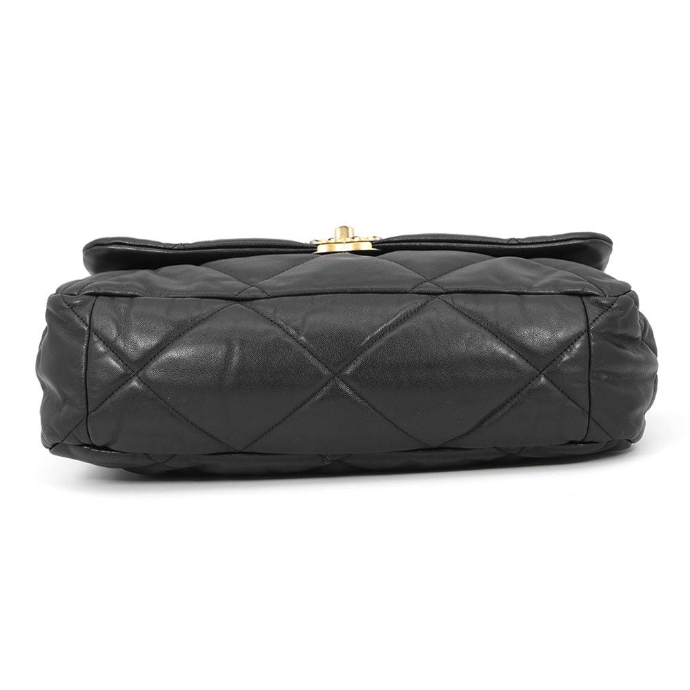 Chanel Chain Shoulder Bag 19 Maxi Quilted CC Logo Shiny Calf Leather 2-Way — view 3