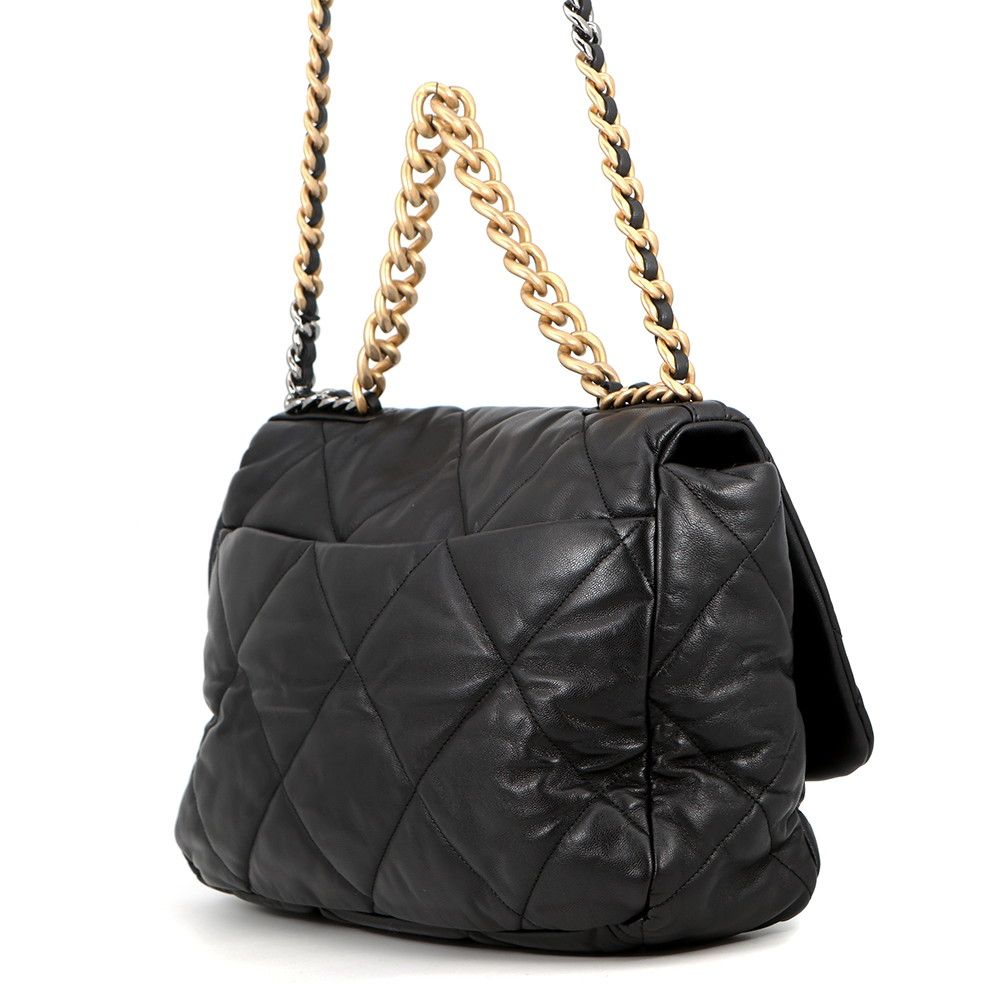 Chanel Chain Shoulder Bag 19 Maxi Quilted CC Logo Shiny Calf Leather 2-Way — view 2