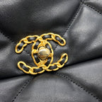 Chanel Chain Shoulder Bag 19 Maxi Quilted CC Logo Shiny Calf Leather 2-Way — view 7