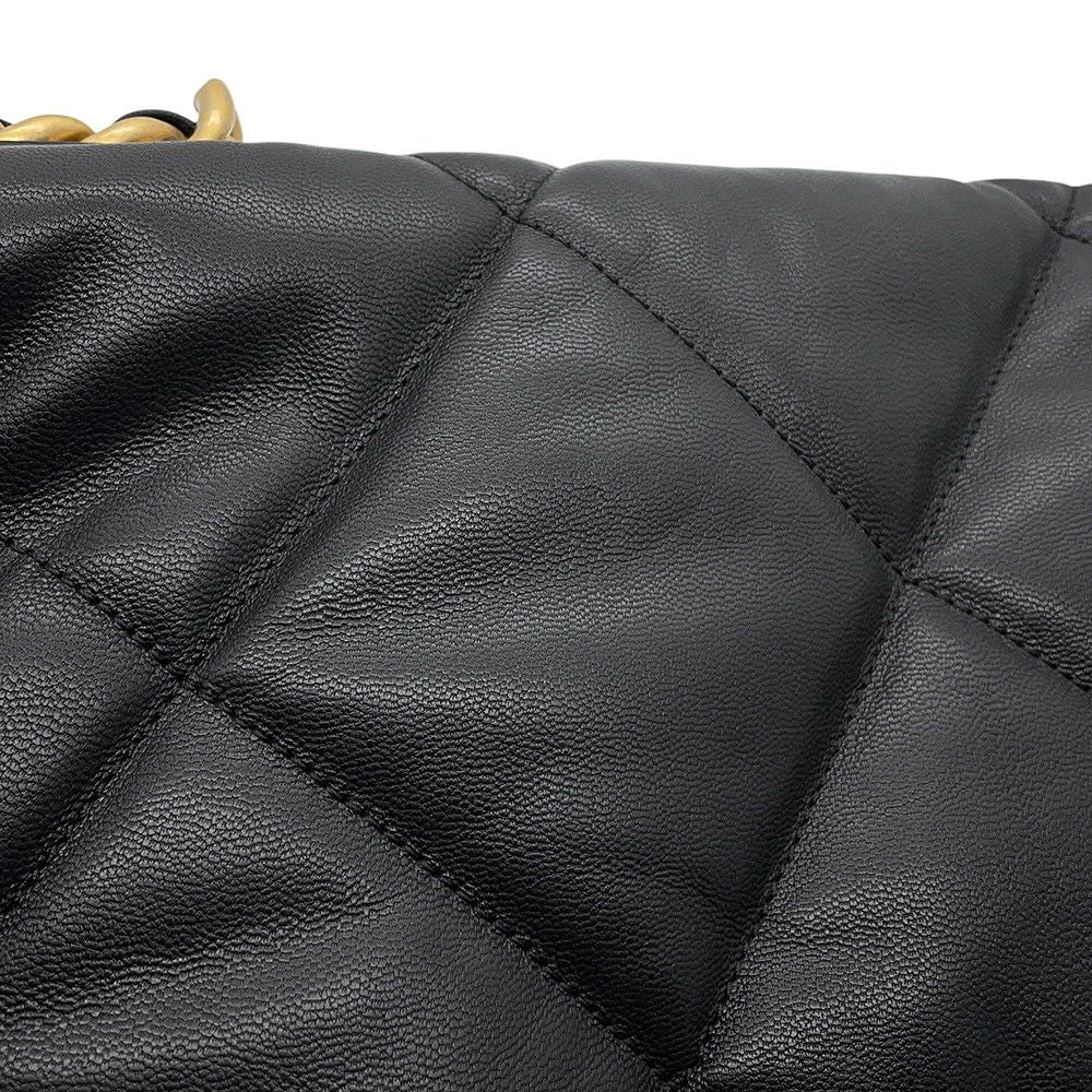 Chanel Chain Shoulder Bag 19 Maxi Quilted CC Logo Shiny Calf Leather 2-Way — view 8
