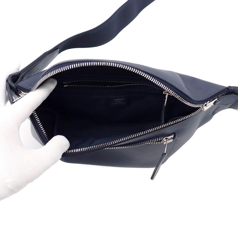 Hermes Belt Bag City Slide Cross PM Blue Indigo Silver — view 6