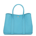 Hermes Tote Garden Party PM Turquoise Silver Country