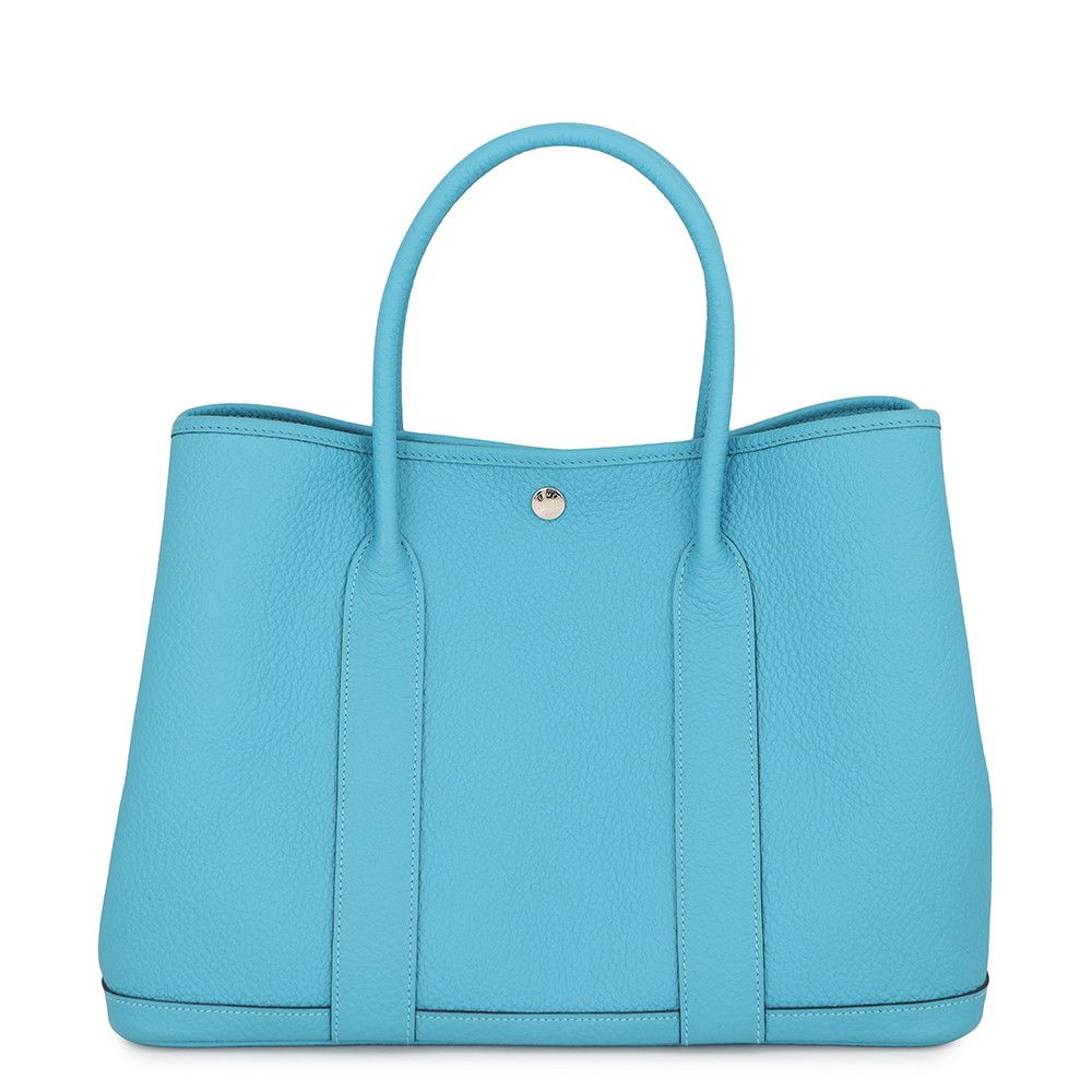 Hermes Tote Garden Party PM Turquoise Silver Country