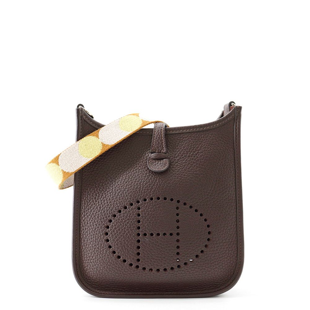 Hermes Evelyne TPM Amazon Flipper Ball Bandouliere Sangle Ebene Silver Taurillon