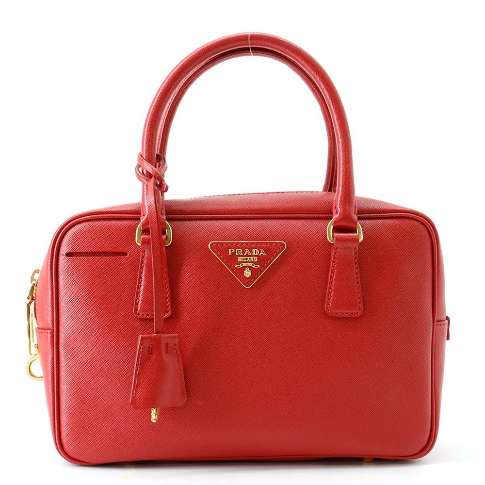 Prada Handbag Triangle Logo Leather