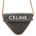 Celine Shoulder Bag Triomphe Triangle Leather Brown