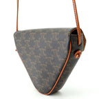 Celine Shoulder Bag Triomphe Triangle Leather Brown — view 2