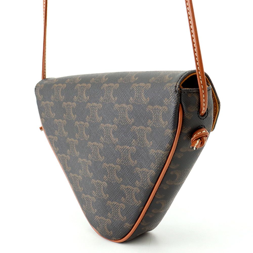 Celine Shoulder Bag Triomphe Triangle Leather Brown — view 2