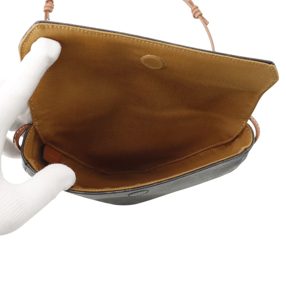 Celine Shoulder Bag Triomphe Triangle Leather Brown — view 5