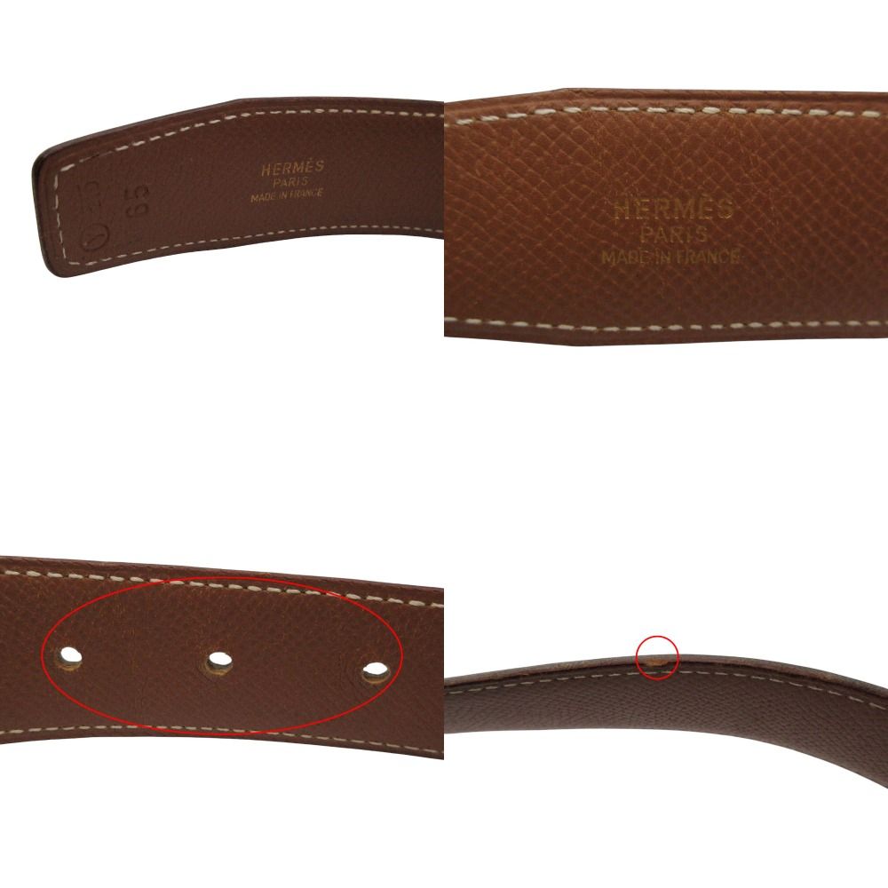 Hermes Leather Belt Constance Gold Buckle Black 65 — view 9