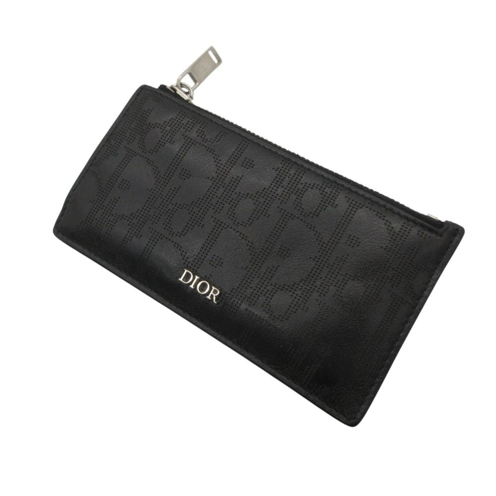 Dior Card Case Zip Holder Logo Perforated Smooth Calf Coin Purse Wallet Mini — view 8