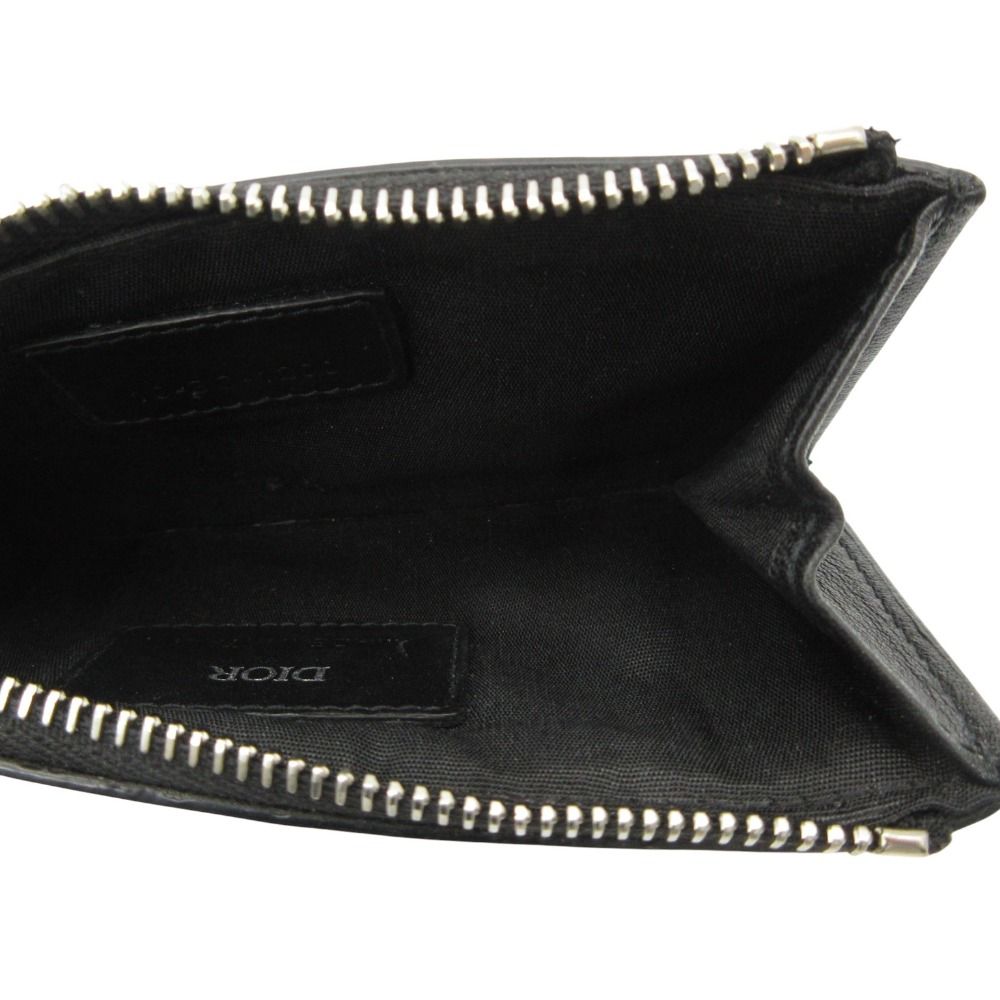 Dior Card Case Zip Holder Logo Perforated Smooth Calf Coin Purse Wallet Mini — view 7