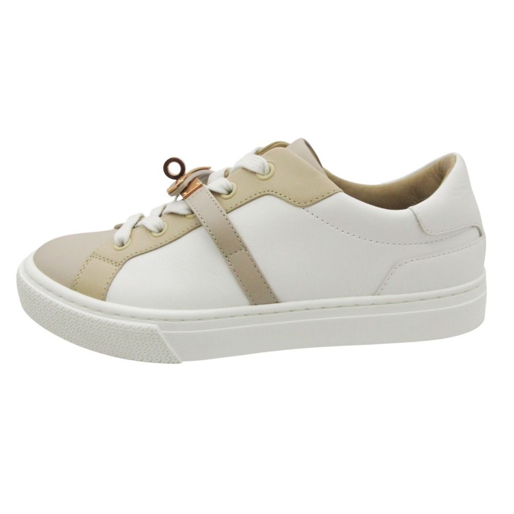 Hermes Day Sneakers Leather Low Cut Shoes Kelly Buckle White — view 2