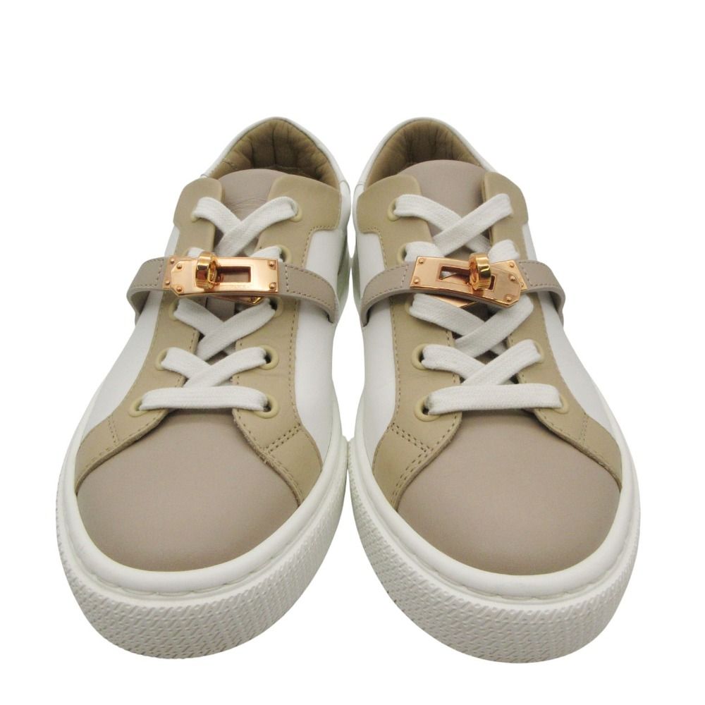 Hermes Day Sneakers Leather Low Cut Shoes Kelly Buckle White — view 4