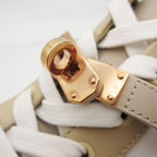Hermes Day Sneakers Leather Low Cut Shoes Kelly Buckle White — view 9
