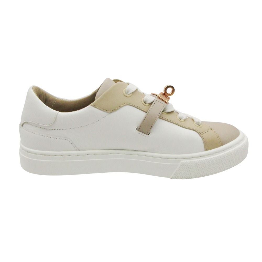 Hermes Day Sneakers Leather Low Cut Shoes Kelly Buckle White — view 3