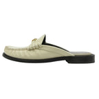 Celine Luco Triomphe Mules Loafers Sandals Shoes Leather 37 White Gold