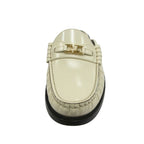 Celine Luco Triomphe Mules Loafers Sandals Shoes Leather 37 White Gold — view 4