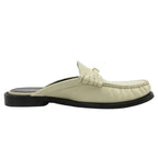 Celine Luco Triomphe Mules Loafers Sandals Shoes Leather 37 White Gold — view 2