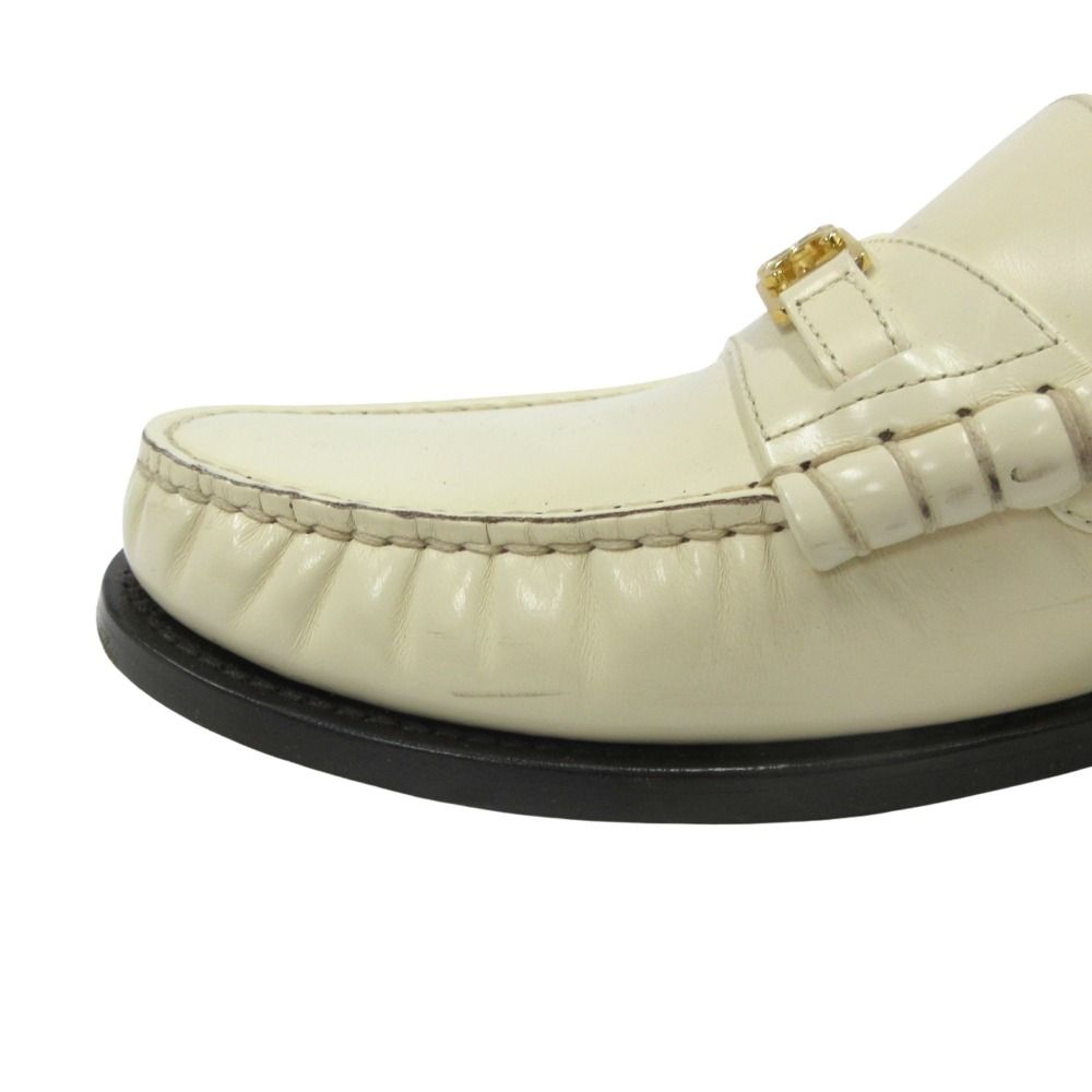 Celine Luco Triomphe Mules Loafers Sandals Shoes Leather 37 White Gold — view 8