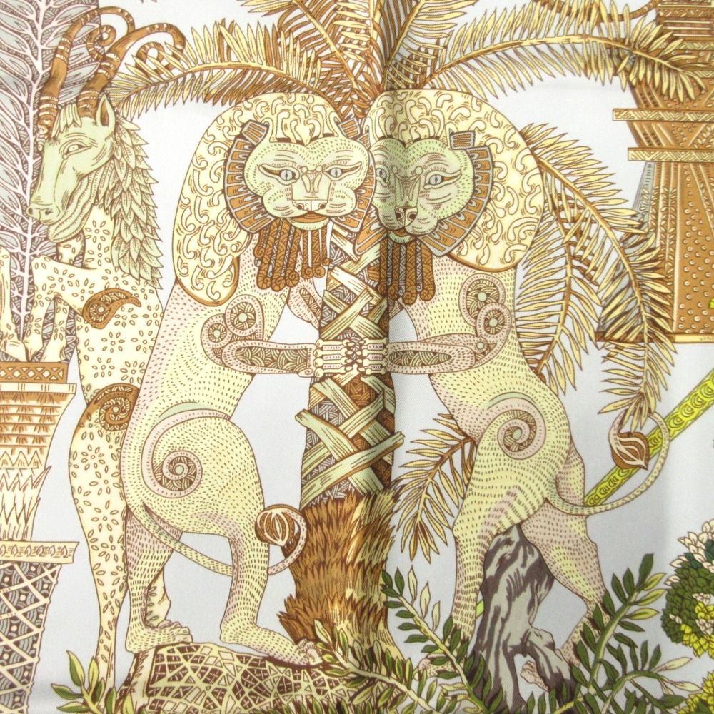 Hermes les Legendes de L'arbre Wood Legend Carre 90 Large Scarf Silk 100% Blue — view 2