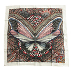 Dior Butterfly Scarf Silk 100% All Over Pattern Large 90 cm White Multi Black