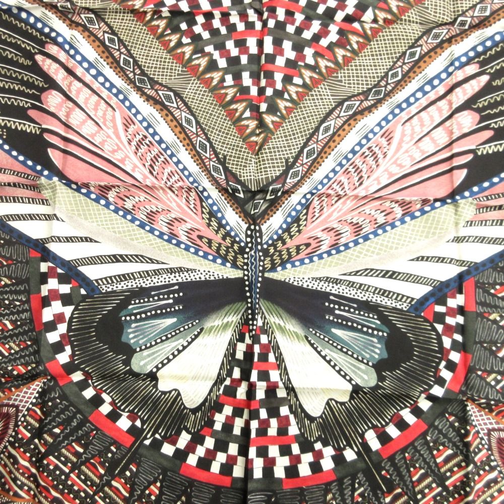 Dior Butterfly Scarf Silk 100% All Over Pattern Large 90 cm White Multi Black — view 2