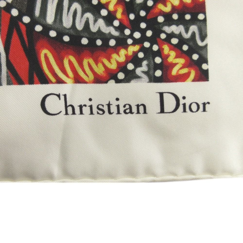 Dior Butterfly Scarf Silk 100% All Over Pattern Large 90 cm White Multi Black — view 3