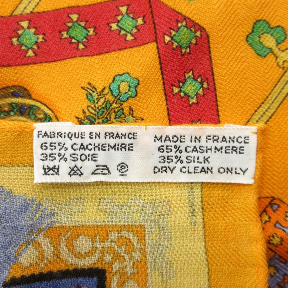Hermes Golden Sprig Brins D'or Gavroche Carre 45 Petit Cashmere Silk Scarf — view 6