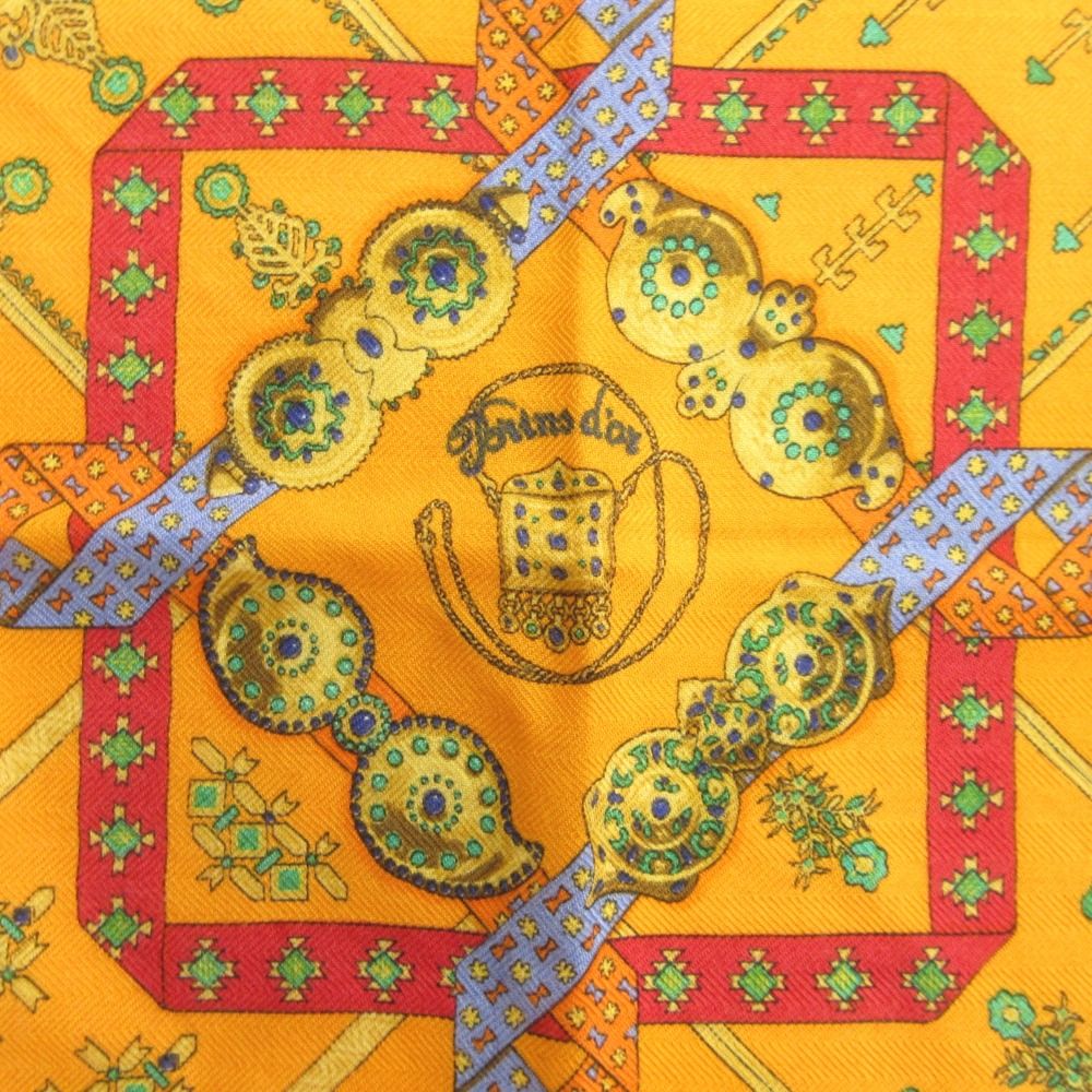 Hermes Golden Sprig Brins D'or Gavroche Carre 45 Petit Cashmere Silk Scarf — view 2