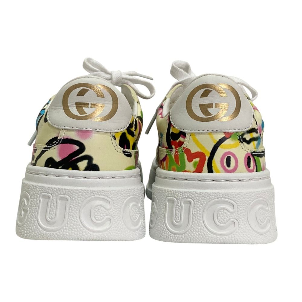 Gucci Interlocking Graffiti Print Rabbit Platform Sneakers 37 Ivory — view 3