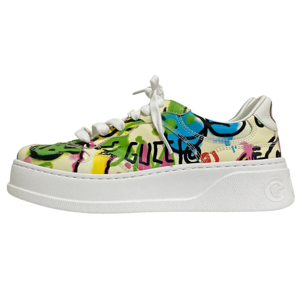 Gucci Interlocking Graffiti Print Rabbit Platform Sneakers 37 Ivory — view 2