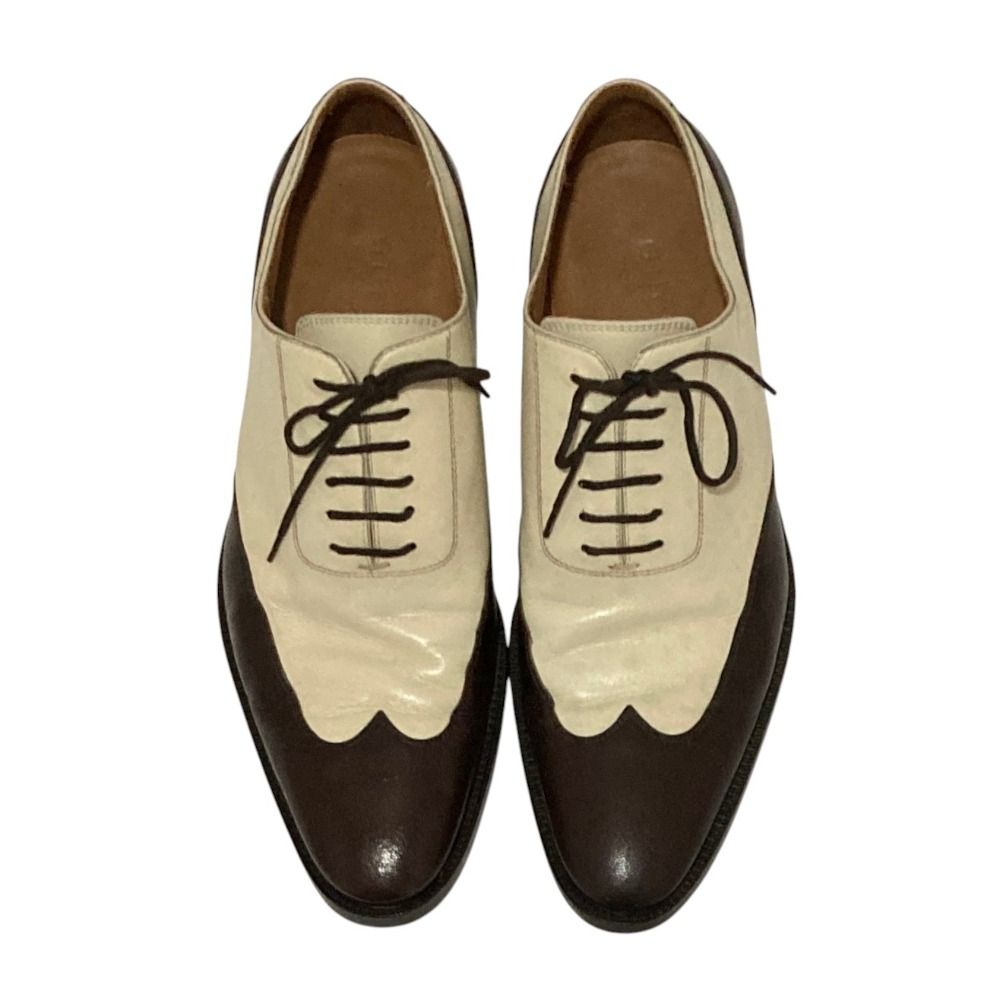 Gucci Bicolor Wingtip Leather Shoes 39.5 Brown White — view 5