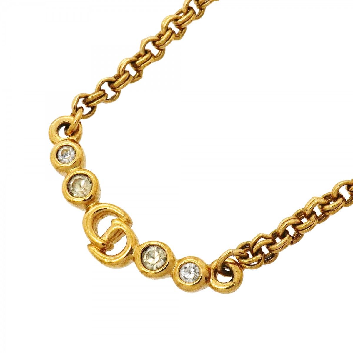 Dior Necklace CD Logo Gold Plated Rhinestone