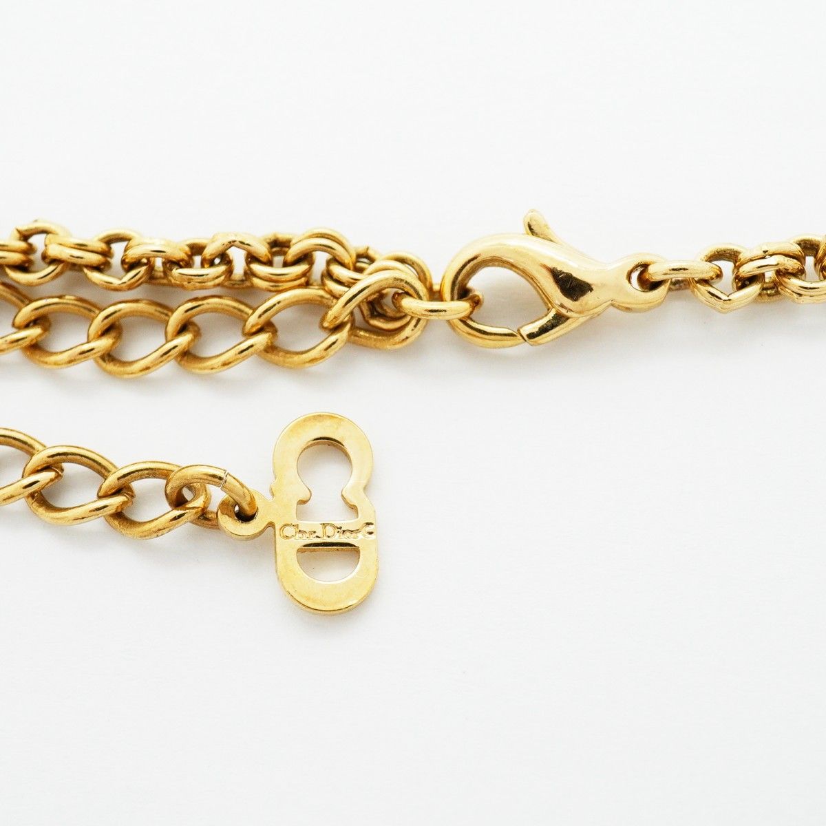 Dior Necklace CD Logo Gold Plated Rhinestone — view 4