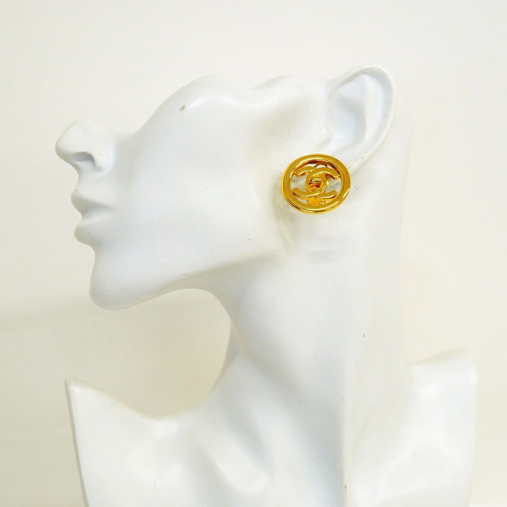 Chanel Earrings Vintage CC Logo Turnlock Round — view 5