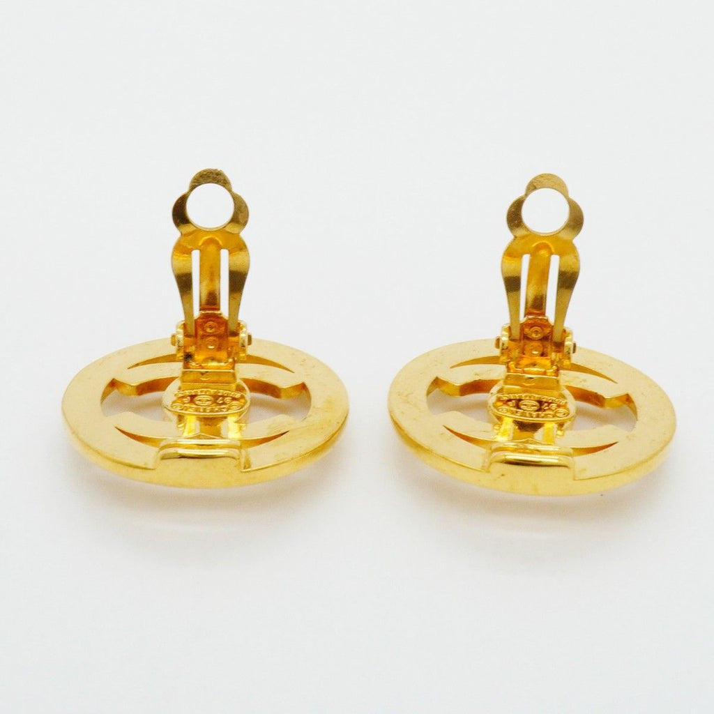 Chanel Earrings Vintage CC Logo Turnlock Round — view 6