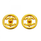 Chanel Earrings Vintage CC Logo Turnlock Round