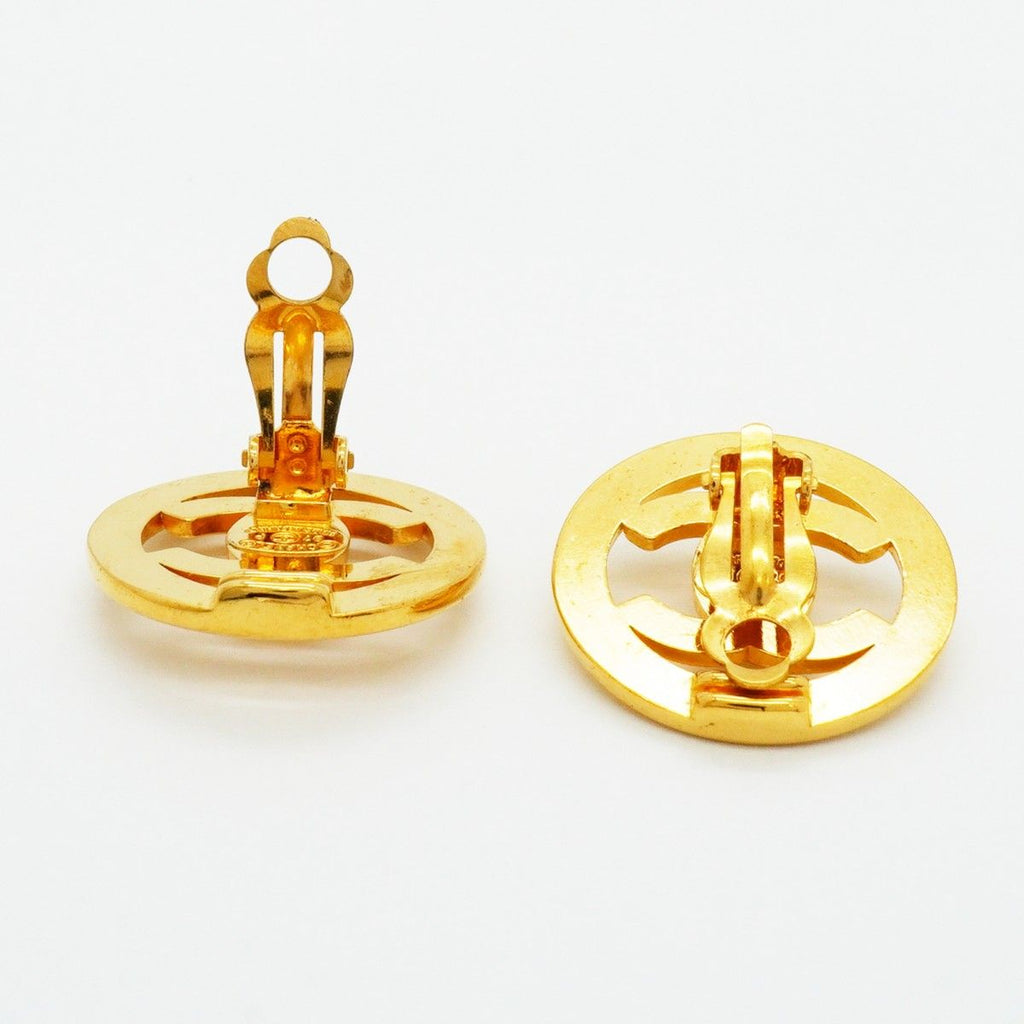 Chanel Earrings Vintage CC Logo Turnlock Round — view 3