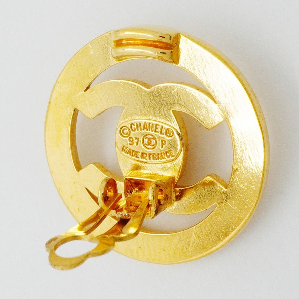 Chanel Earrings Vintage CC Logo Turnlock Round — view 4