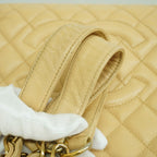 Chanel Chain Tote Quilted Caviar Leather Beige Gold — view 9