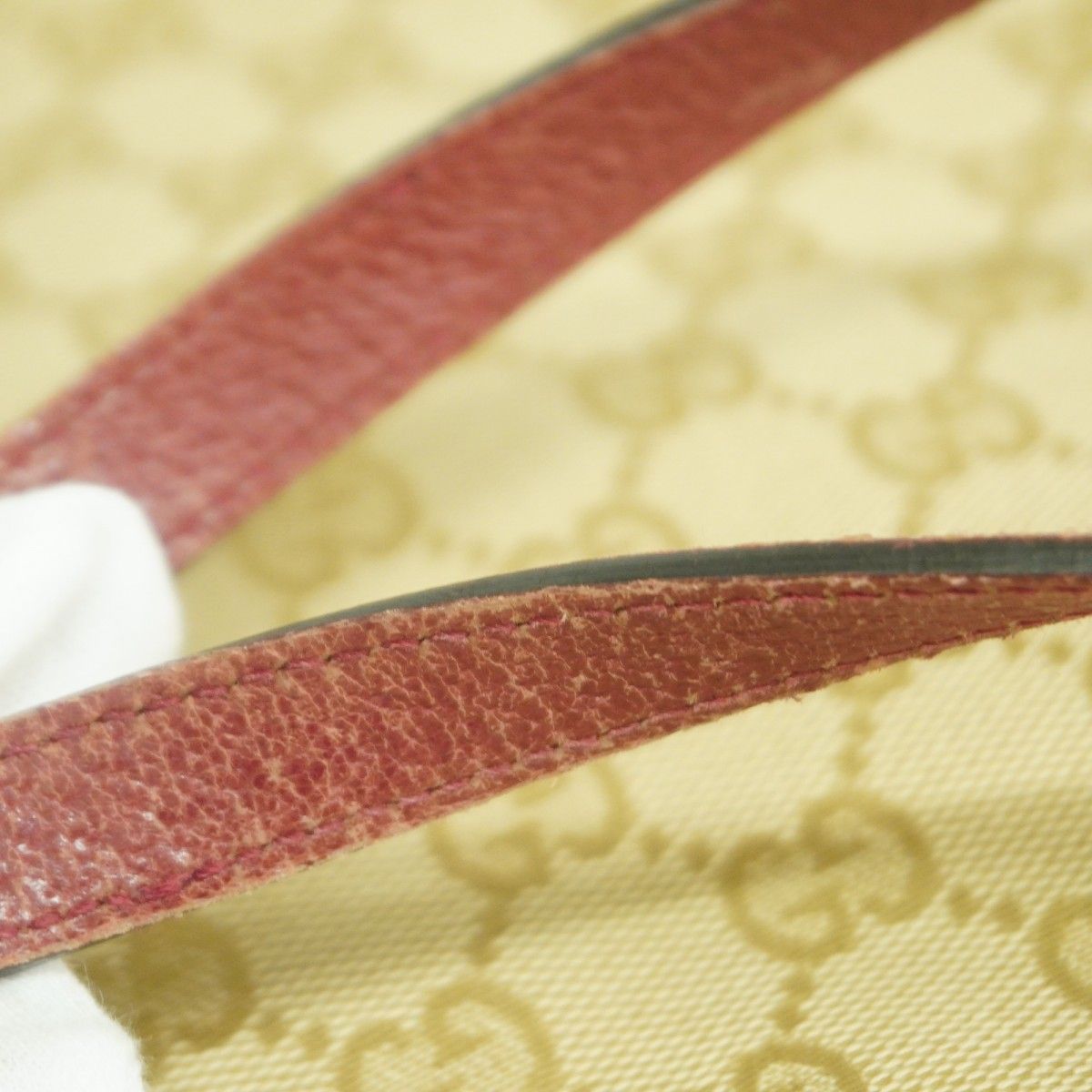 Gucci Shoulder Bag GG Canvas Brown Red Silver — view 7