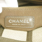 Chanel Chain Tote Deauville Canvas Brown Silver — view 5