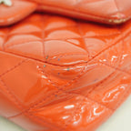 Chanel Shoulder Bag Quilted Patent Leather Red Silver — view 6