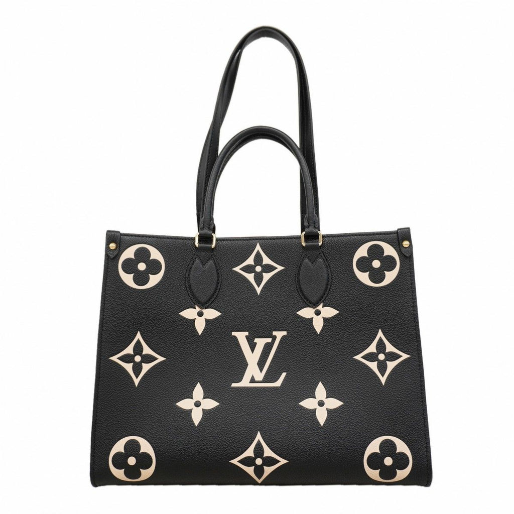 Louis Vuitton Tote Monogram Empreinte Bicolor On The Go MM Black Beige 2-Way