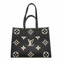 Louis Vuitton Tote Monogram Empreinte Bicolor On The Go MM Black Beige 2-Way