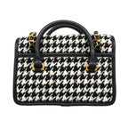 Chanel Handbag Wool Black White Champagne Gold 2-Way — view 9