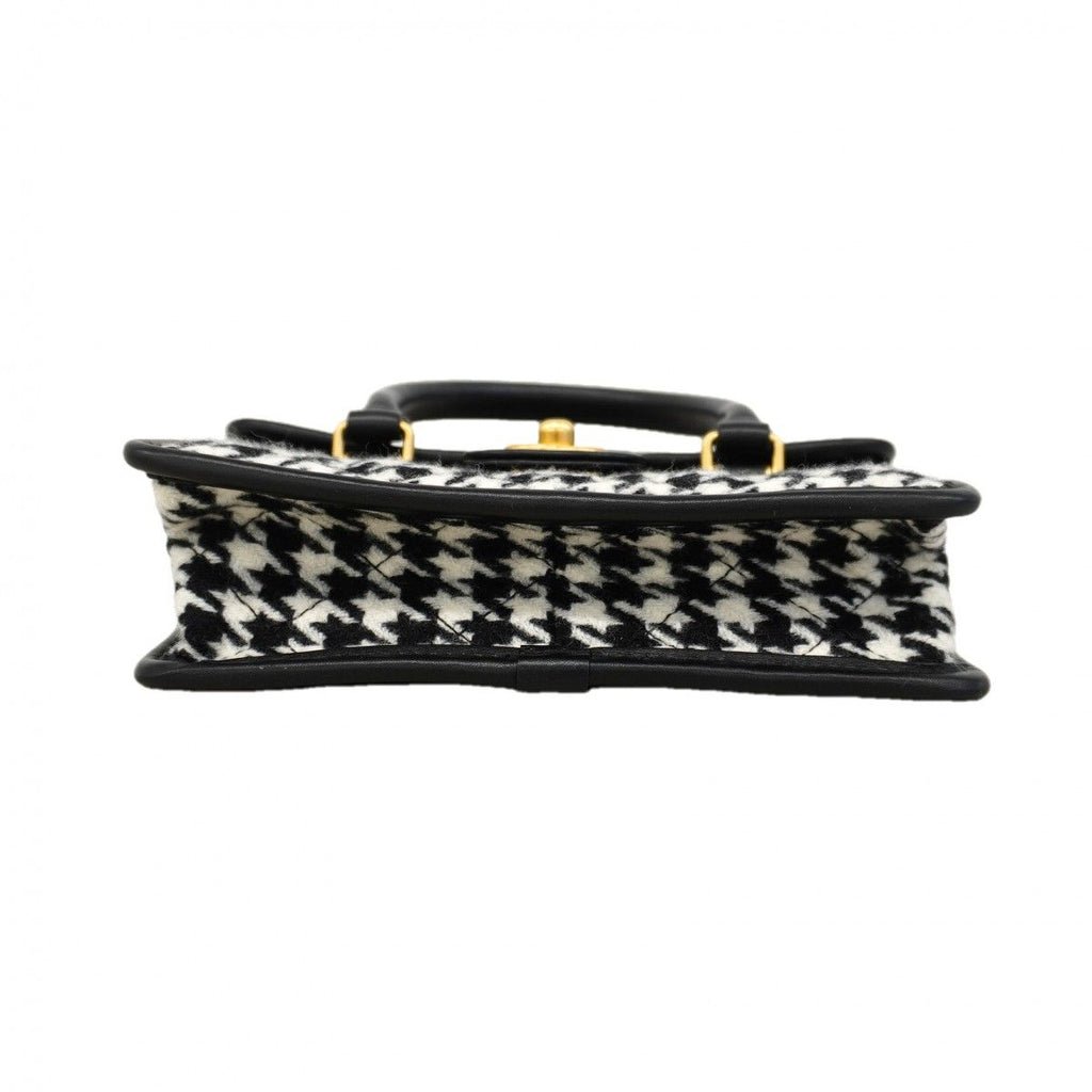 Chanel Handbag Wool Black White Champagne Gold 2-Way — view 3
