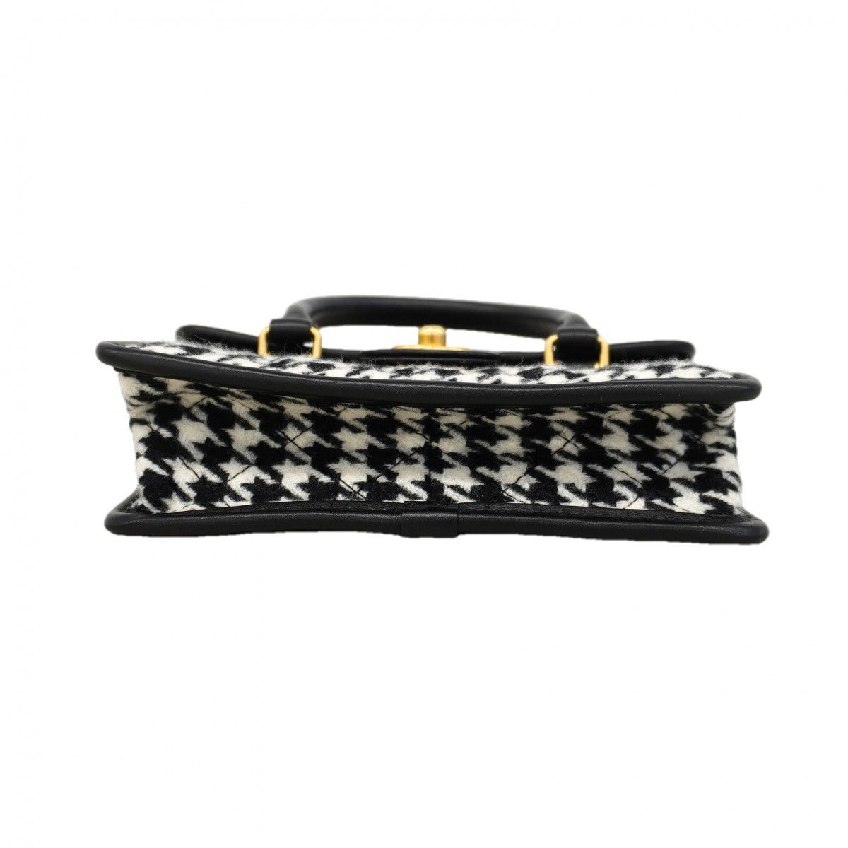 Chanel Handbag Wool Black White Champagne Gold 2-Way — view 3